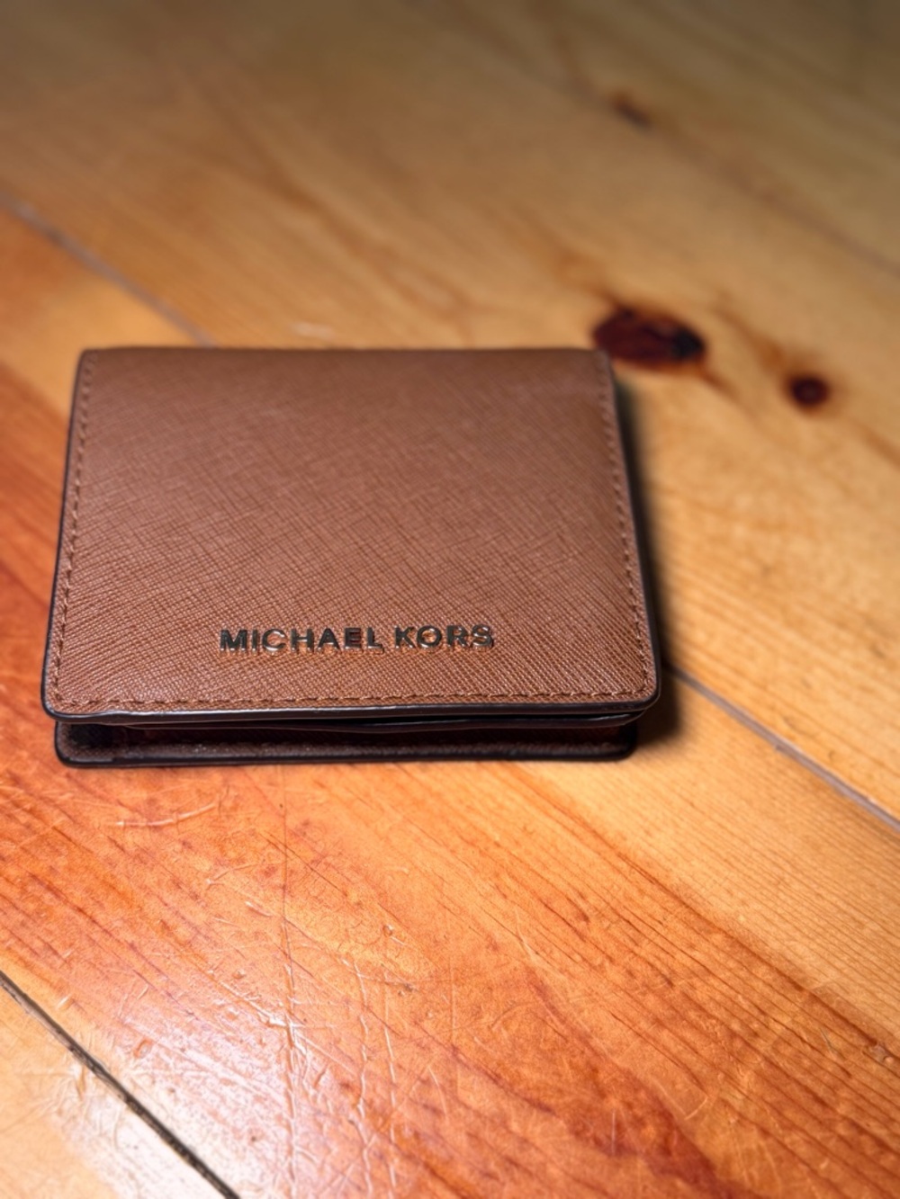 Michael Kors Brown Textured Leather Card Holder